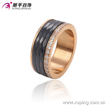Latest Fashion CZ Crystal Stainless Steel Jewelry Ceramic Round Finger Ring-13740